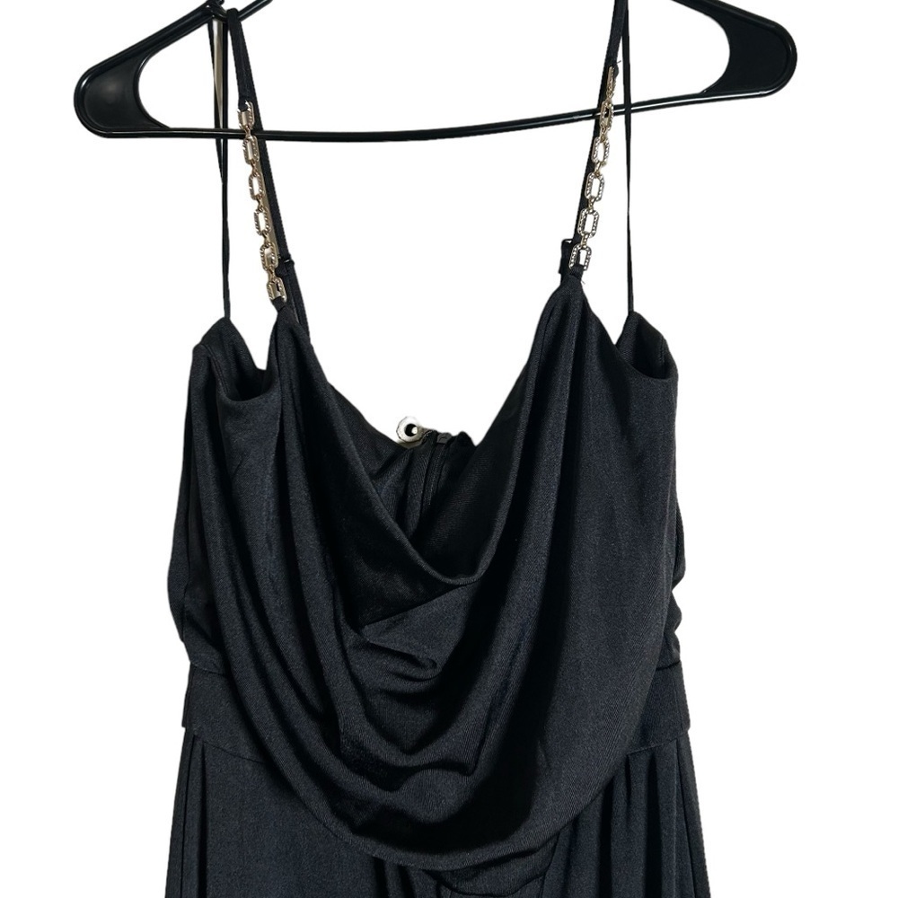 Jason Wu Emmett Black Cowl Neck Wide Leg Jumpsuit Gold Rhinestone Straps L - Picture 5 of 16